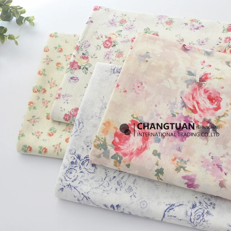 Льняная ткань с принтом