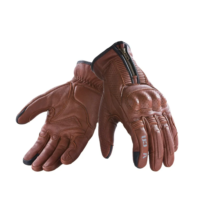 AOCU Retro Motorcycle Racing Gloves Touch Screen Leather