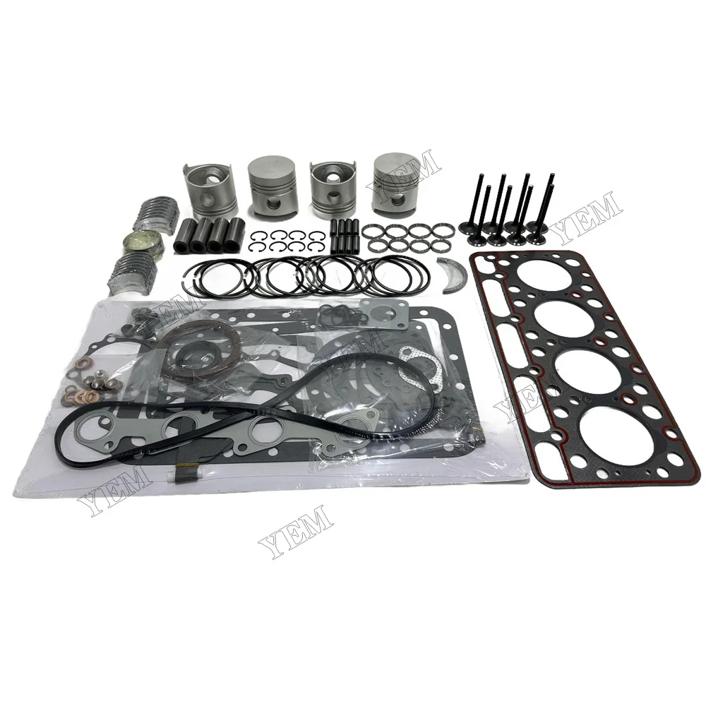 For Kubota V1502 Overhaul Rebuild Kit+Overhaul Head Gasket+Piston Kit+Ring+crankshaft Bearing+conrod Bearing+Valve Guides