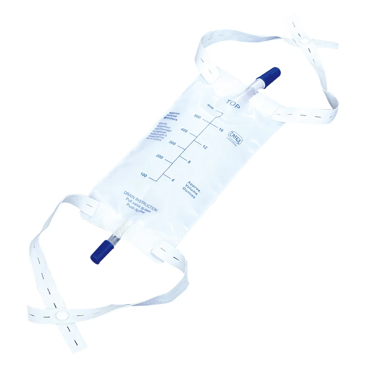 600ml Medical Urine Collection Leg Urinary Drainage Bag with Hanging Elastic Strap and Cap Valve