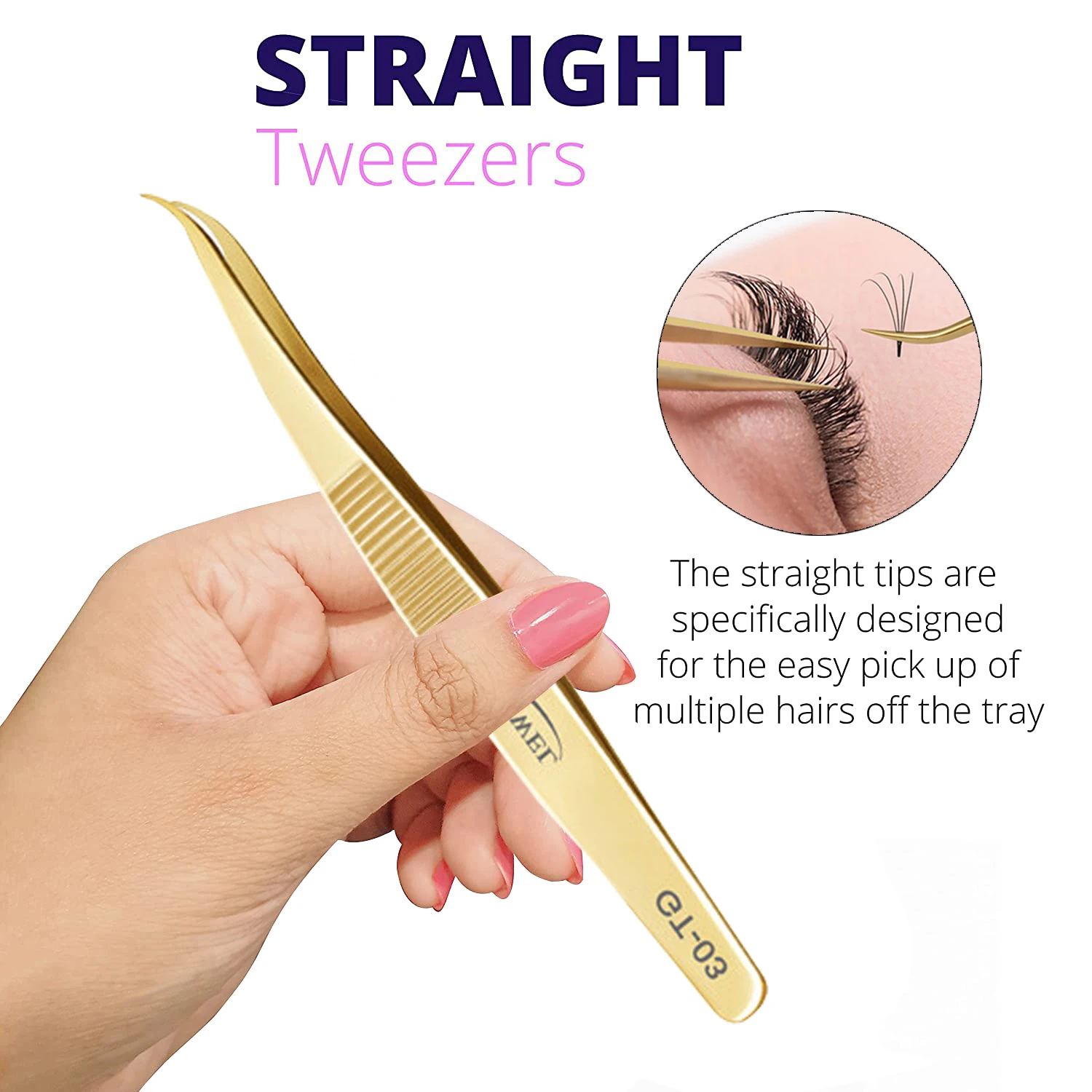 Quewel Tweezers For Eyelash Extension With Logo 45 Degree Eyelash