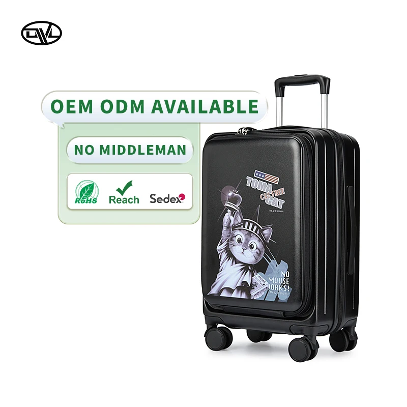 Premium Factory Luggage 20Inch Can Accept UV Printing Logo Front Open Hardshell With TSA Lock Lightweight Suitcase Die Tasche