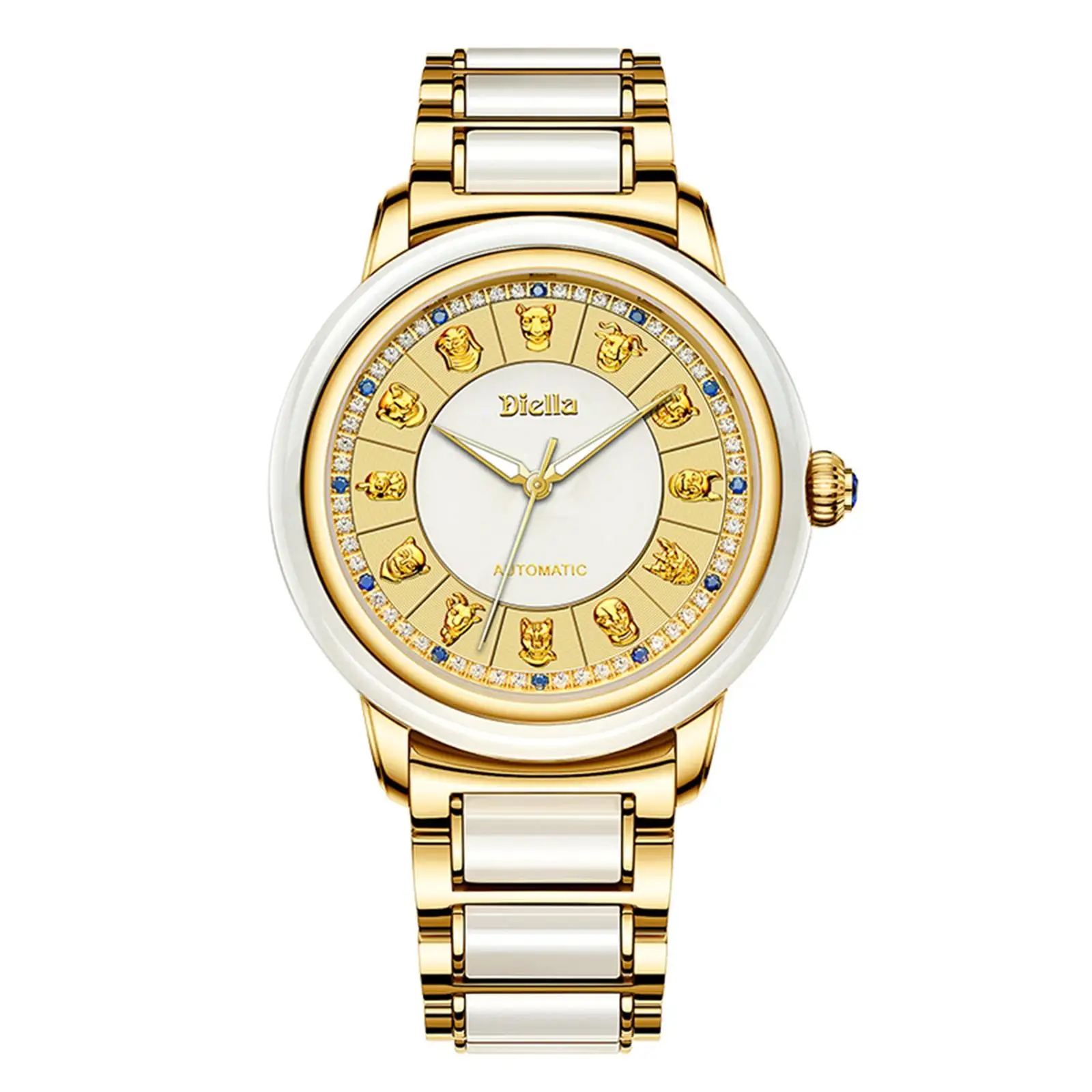 Diella Orologio Automatico Uomo Con Giada E Acciaio Inox - Vetro Zaffiro, Strass Swarovski, Modello AD6020