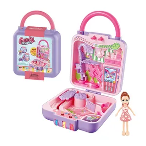 EPT Fashion Adorable Girl Popular Dancing Party Suitcase Pretend Play Make up Toys for Children Birthday Gift With Doll for Girl