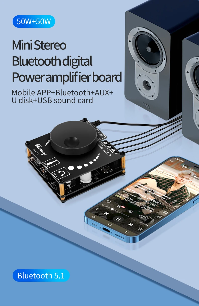 YS-AP50L 50W+50W Mini Digital Stereo Amplifier - Bluetooth Compatible