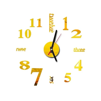 hot sale DIY 3D Acrylic Large Wall Clock digital Home Decoration Modern Wall Clock