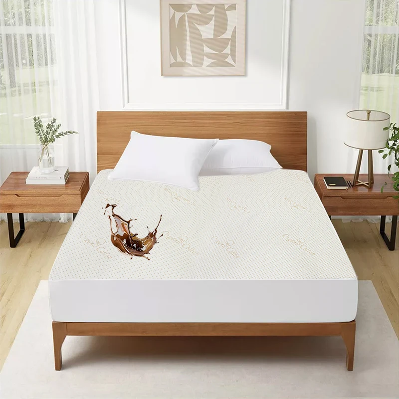 Housse de protège-matelas imperméable en coton organique naturel élastique hypoallergénique en gros pour lit