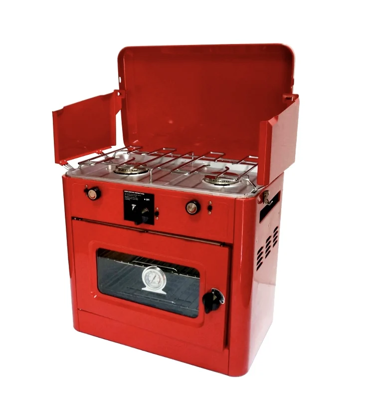 Hot Sale for Outdoor Cooking Boating or Car Camping BBQ Double Burner Automatic Ignition Stove Portable Butane Camping Gas Oven