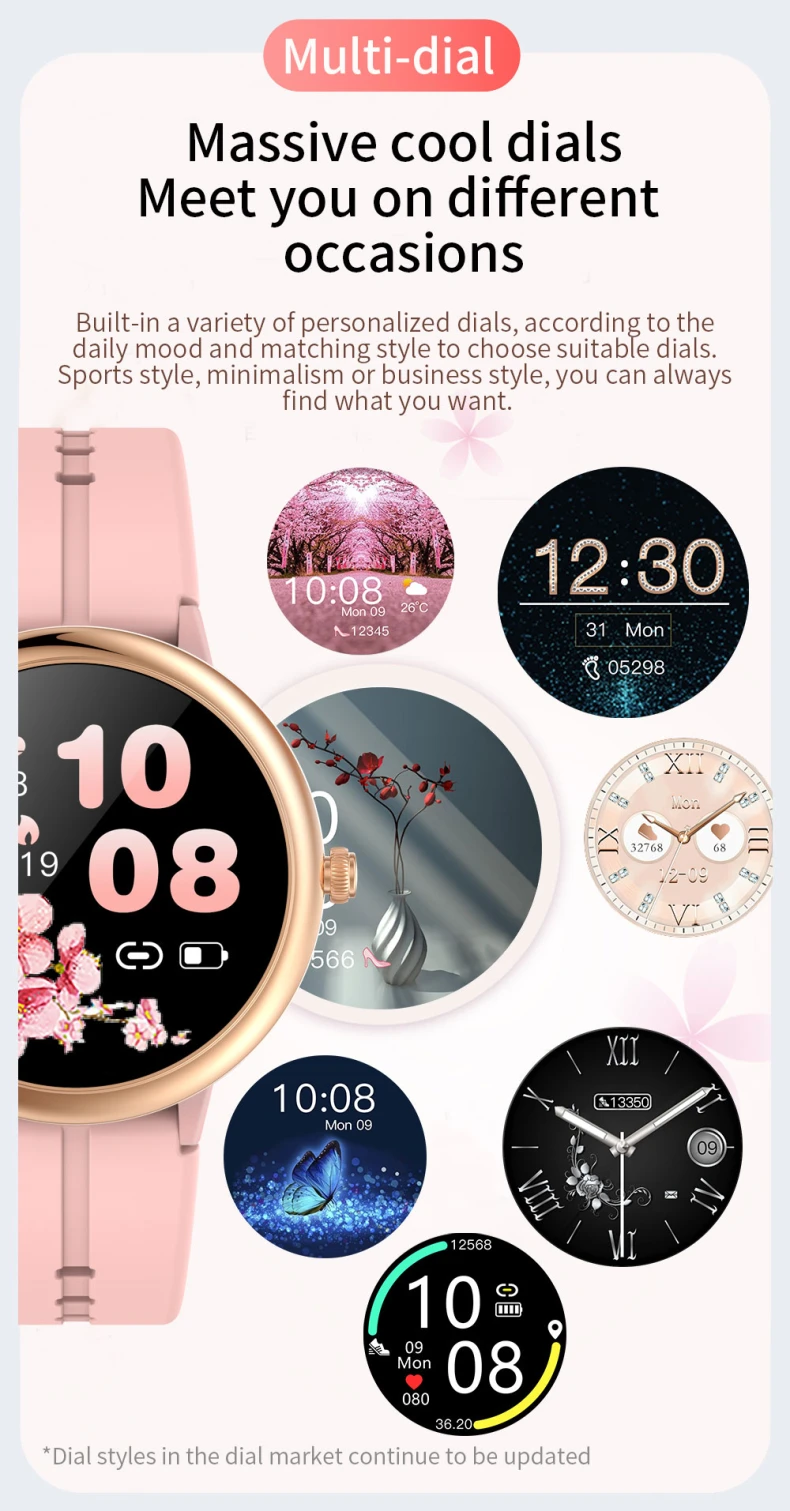 2022 New Arrivals R8 1.1 Inch Ladies Smart Watch Women with Round Screen Heart Rate Blood Pressure Female Physiological Reminder Smartwatch (12).jpg