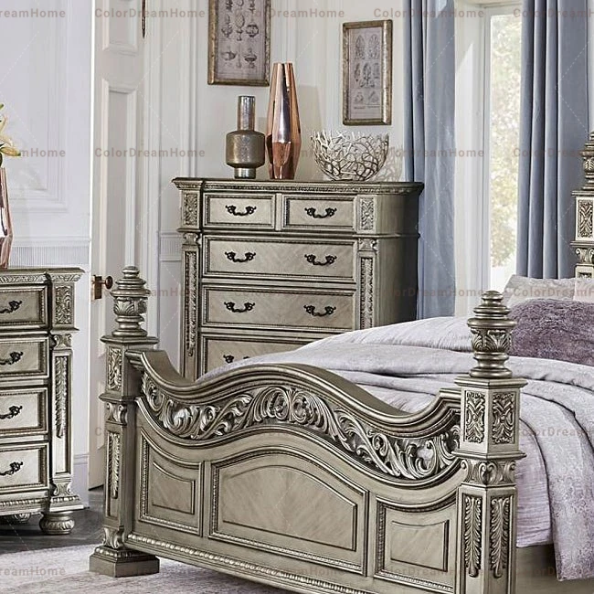 Italian Furniture Bedroom All Hand Carved Bedroom Set Foshan Furniture