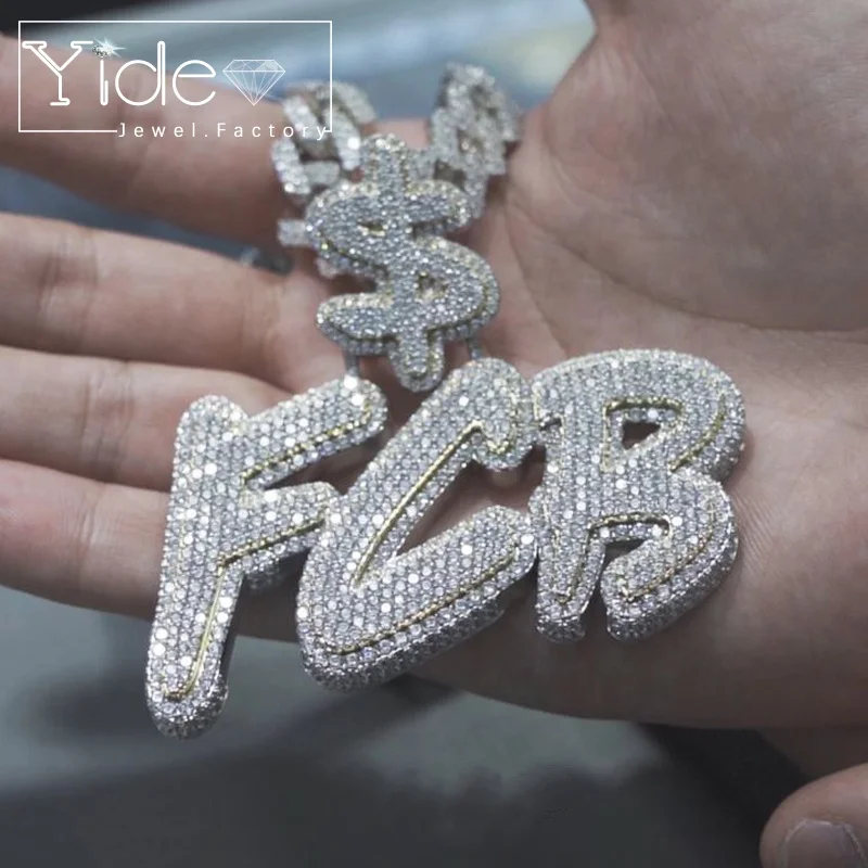 Letter customize pendant iced out cz hip hop letter name pendant