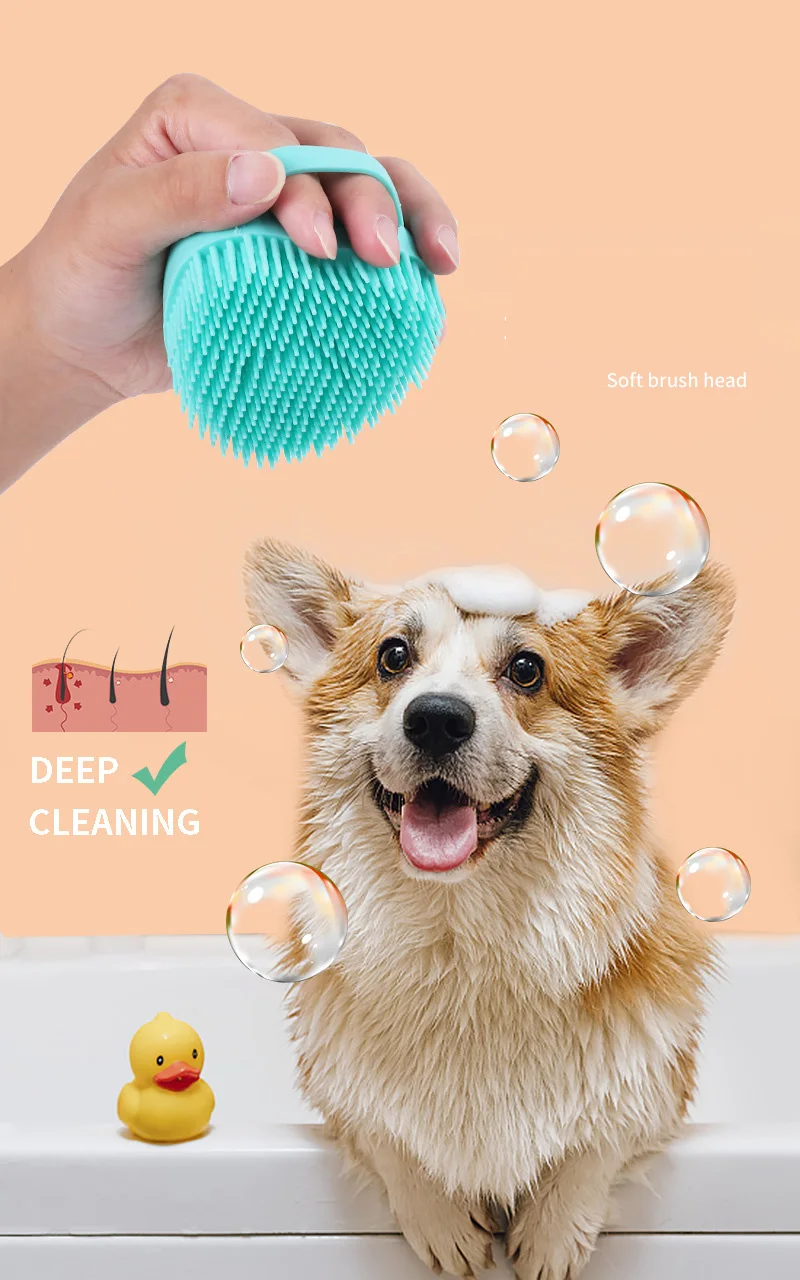 Free Sample 2 In 1 Bathroom Cat Dog Pet Bath Brush Massage Brush Soft
