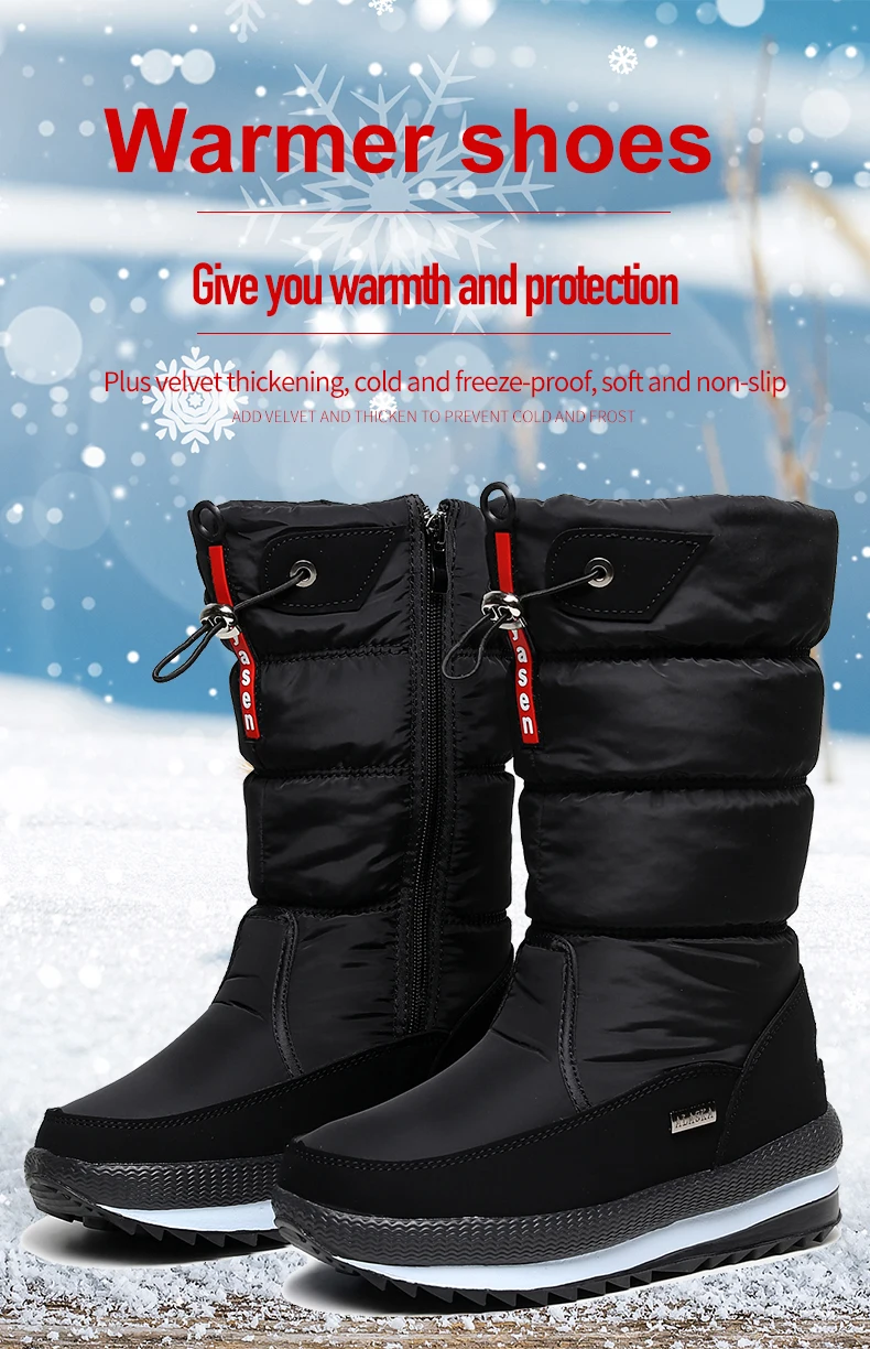 Women Snow Boots Platform Winter Boots Thick Plush Waterproof Non-slip ...