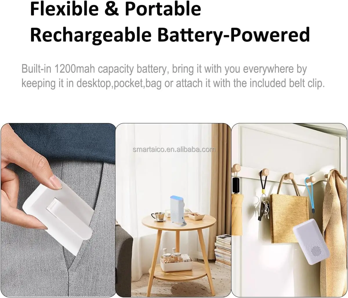 Rechargeable USB Vibration Alarm Ringtone SOS Wireless Call Button Caregiver Pager Elderly Doorbell