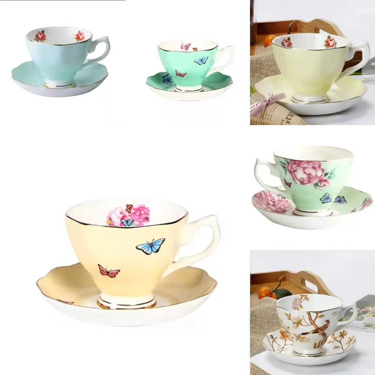 English Afternoon Tea Cup And Saucer Set 200ml Custom Design Bone China