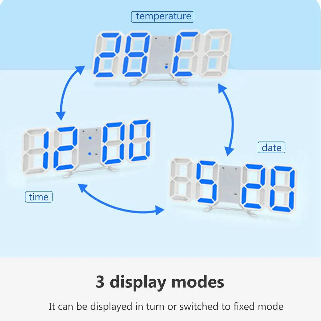 Korean 3D Home Decor Digital Alarm Wall Led Desk Clock with Temperature Date Time Nordic Large Table Clock