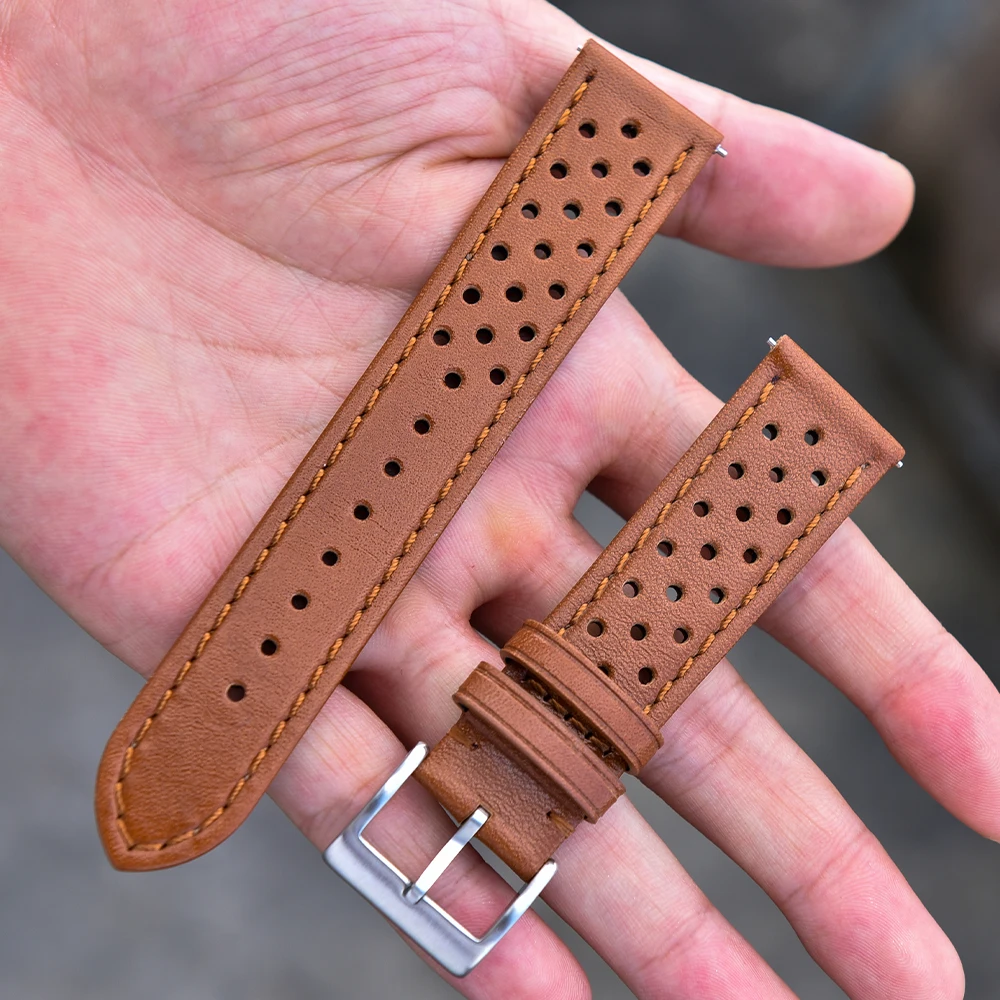 Juelong 18mm 20mm 22mm Rally Genuine Calf Leather Watch Strap Vintage