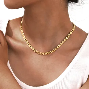 Hip Hop Style 18K Gold Plated Stainless Steel Jewelry Handmade Chunky Watch Chain Necklace for Gift