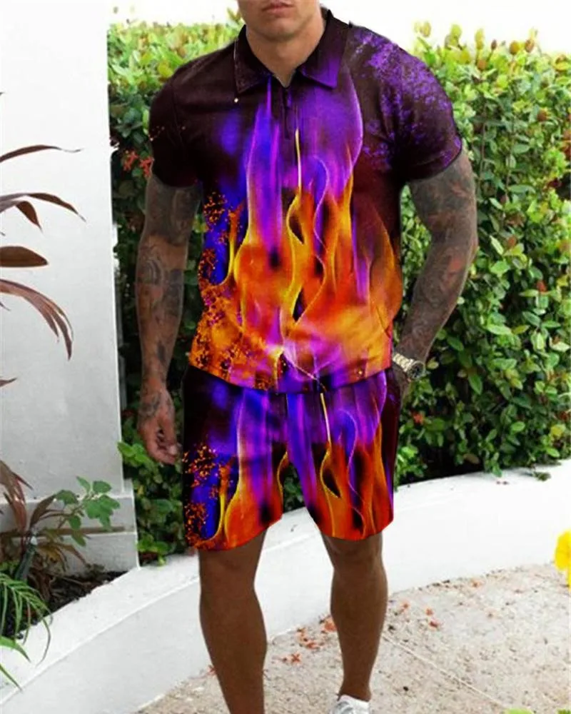 OEM Trainingsanzug Custom Sommer Sportswear 2 Stück Anzüge Polo T Shirt Trainingsanzüge Laufen Custom Männer Shorts Set915_voghion.com