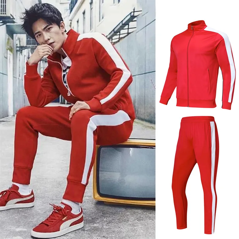 Customized High Quality Blank Custom Logo Stripe Jogging Suit Track Suit Sports Men Tracksuit Set