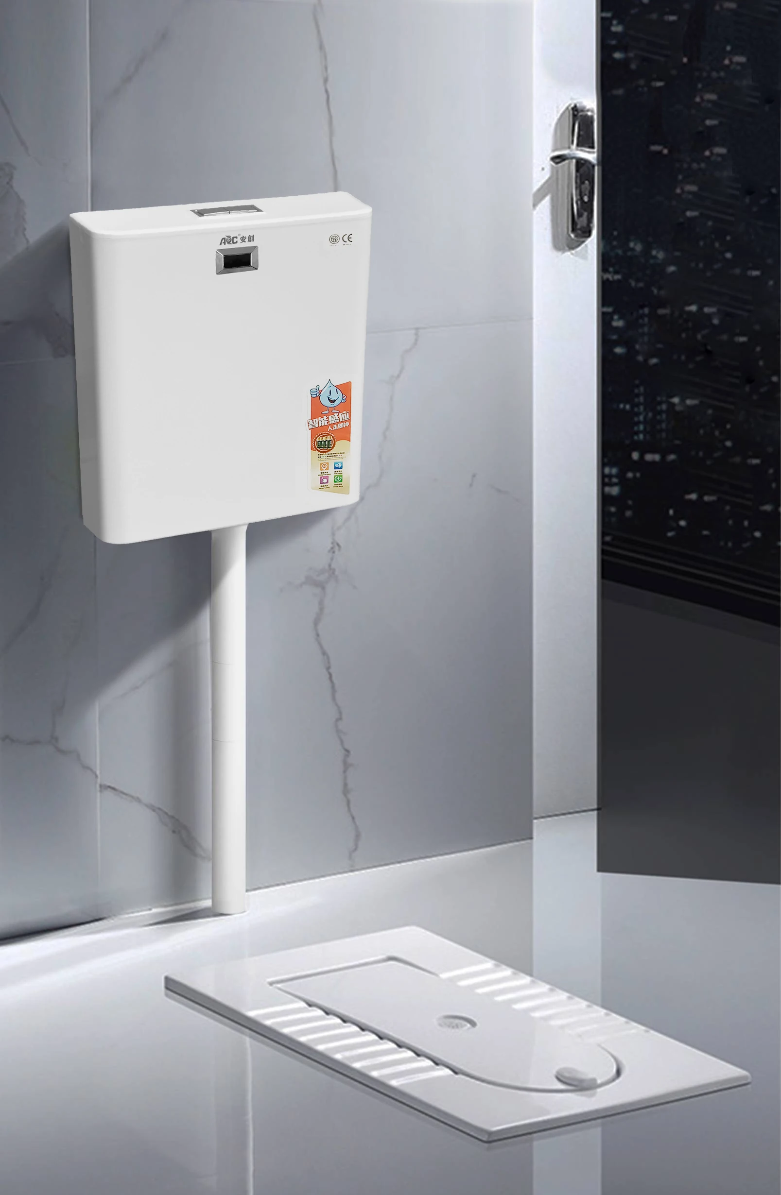 Squat Toilet With Concealed Cistern and  Flushing Water tank Ceramic Squatting Toilet Pan With Wall Hung Water tank