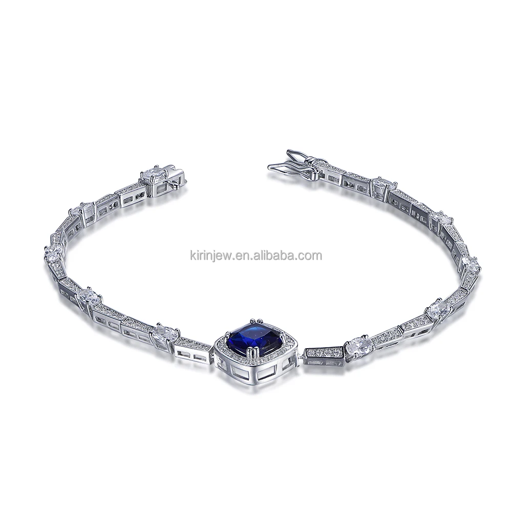 Luxury 925 sterling silver bracelet drop blue natural stone hand bracelet fashion bracelet pierr naturel women men gift