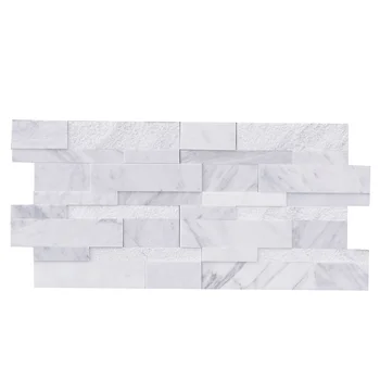 Natural Carrara White Marble 3D Mixed Surface Stone For Interior Or Exterior Wall Cladding