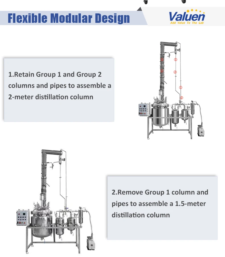 Valuen 100L Fractional Distillation Of Essential Oils Lab Destilation Equipment  Stainless steel rectification manufacture