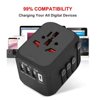 Amazon best sellers universal 4 USB charger promotional gift travel adapters type-C all in one auto travel adapter with usb