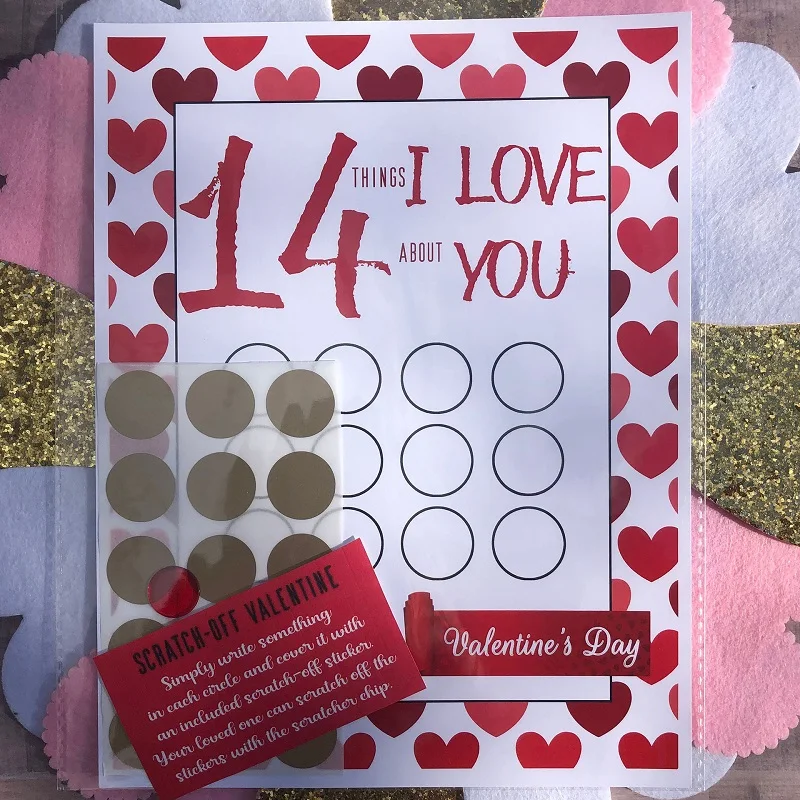 2024 In Stock Valentine Scratch Off Print Card Gifts 14 Things I Love ...