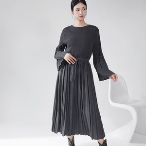 2025 Latest  Miyake Pleated  Dress - Autumn Women's Midi Dress Loose Fit High Quality Elegant Casual Ladies Dress