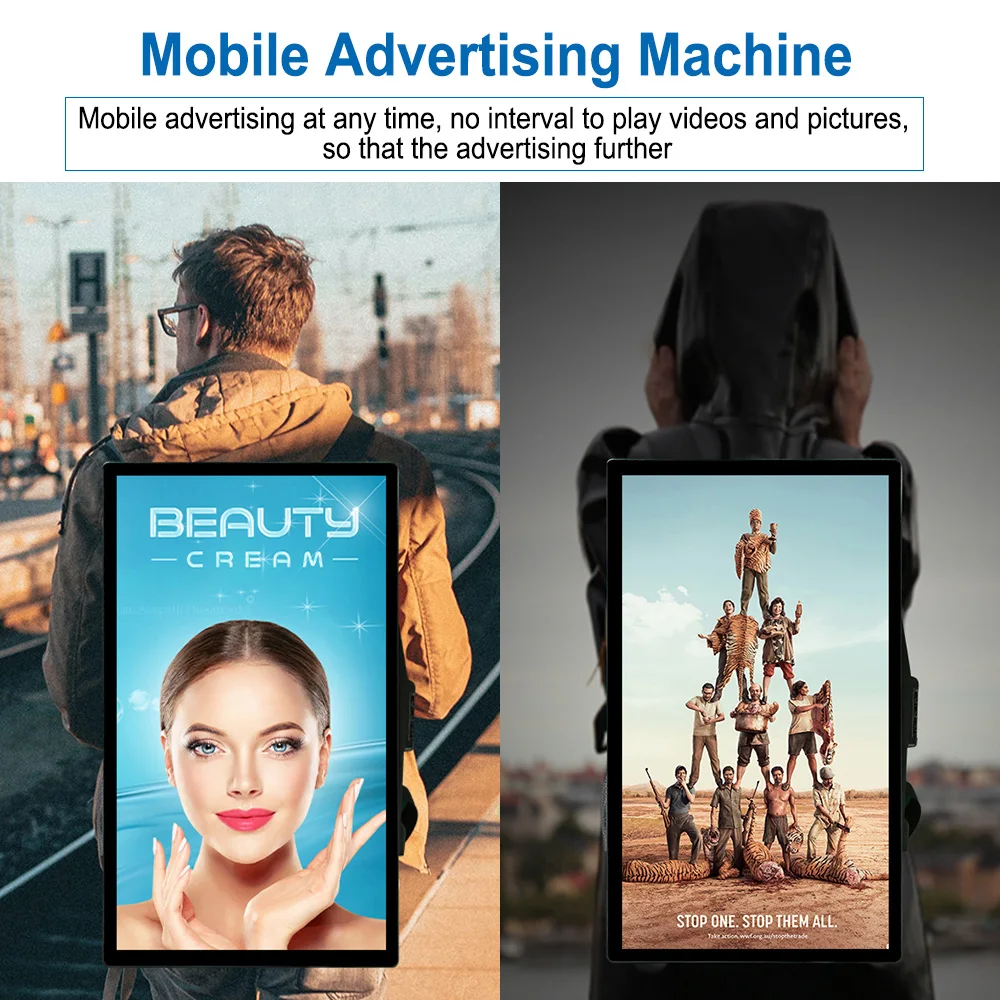 Indoor Outdoor Human Backpack Mobile Advertising 18.5 Inch Digital ...