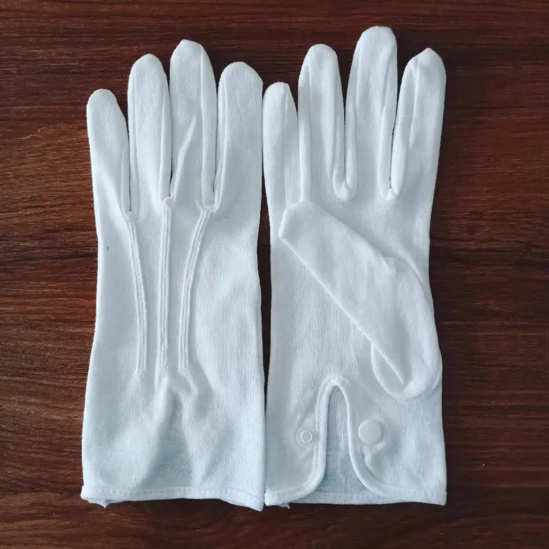 白色服务员棉手套,带按扣