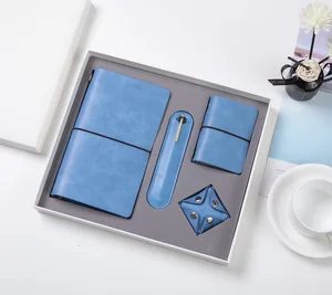 Wholesale Custom Logo Business Souvenir Embossed Logo Change Purse School Teacher Pu Leather Notebook With Pen Stationery Set