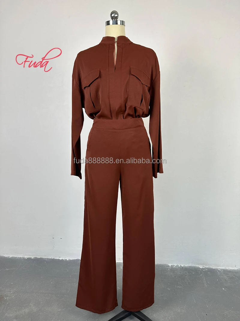 Fuda Ad257 Casual Loose Suit Women's Lapel Long Sleeve Shirt High Waist ...