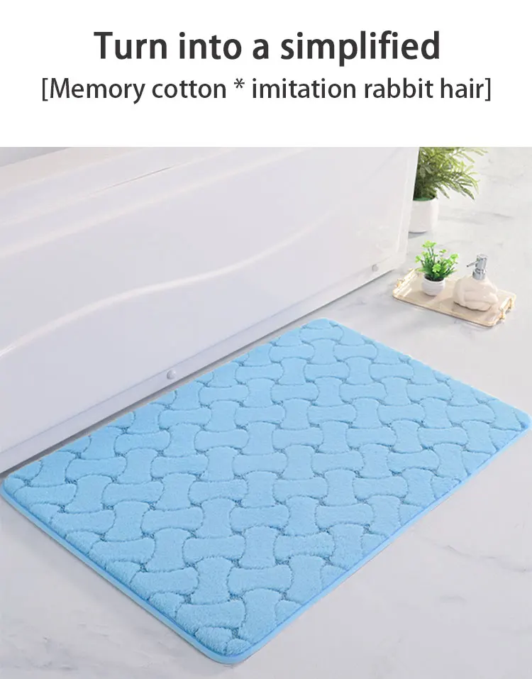  Memory Foam Bath Mat Soft Absorbent Bathroom Carpet Polyester Absorbent Bones-shaped Rabbit Hair Bath Blanket Mat manufacture