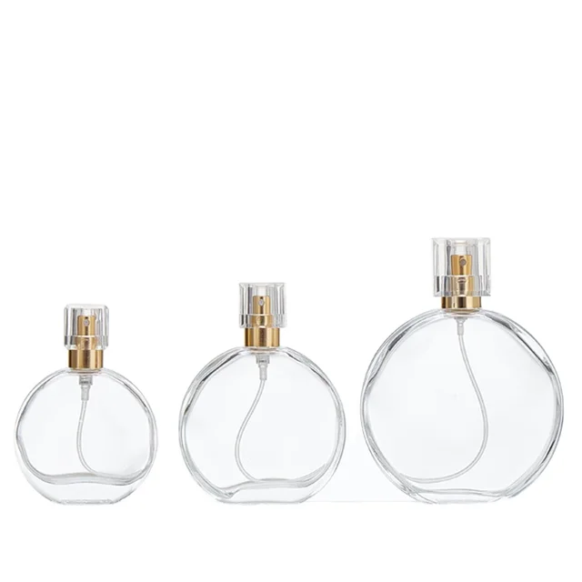 Luxury Round Spray Perfume Bottle 50ml Customized Perfume Glass Bottle