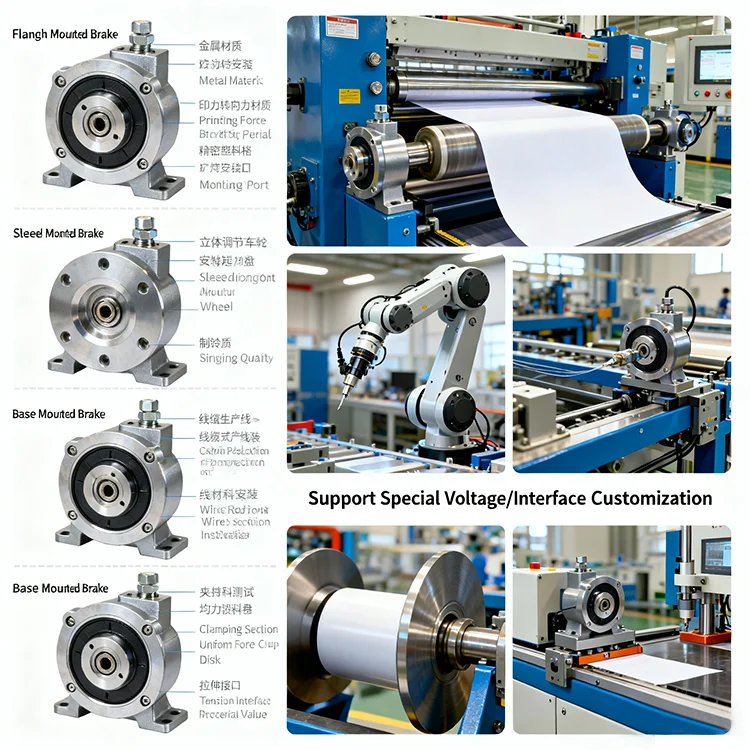 12V Electromagnetic Clutch with 24V Pneumatic Disc Brake 0.55-35N.M Paper Use manufacture