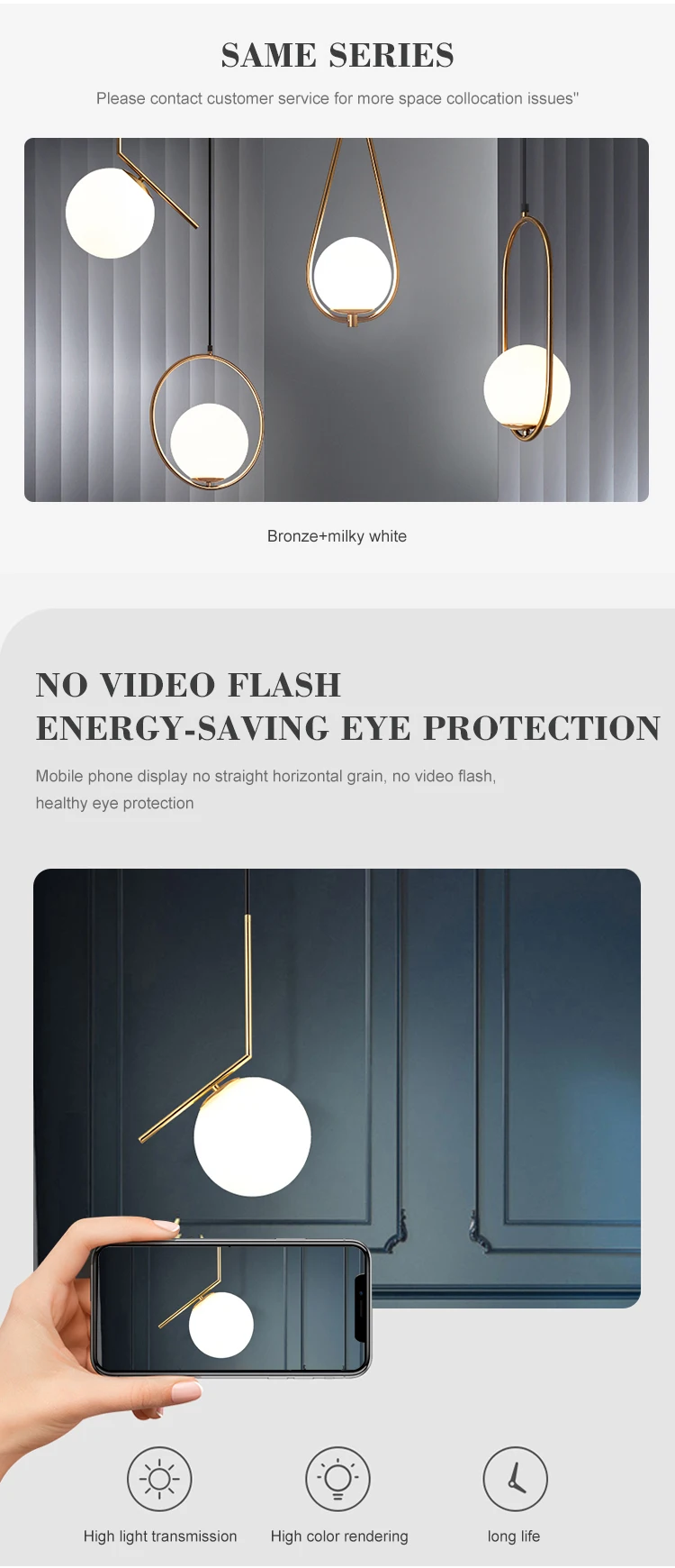 Fashion Design Indoor Home Cafe Restaurant Decoration Modern Glass Led Pendant Light