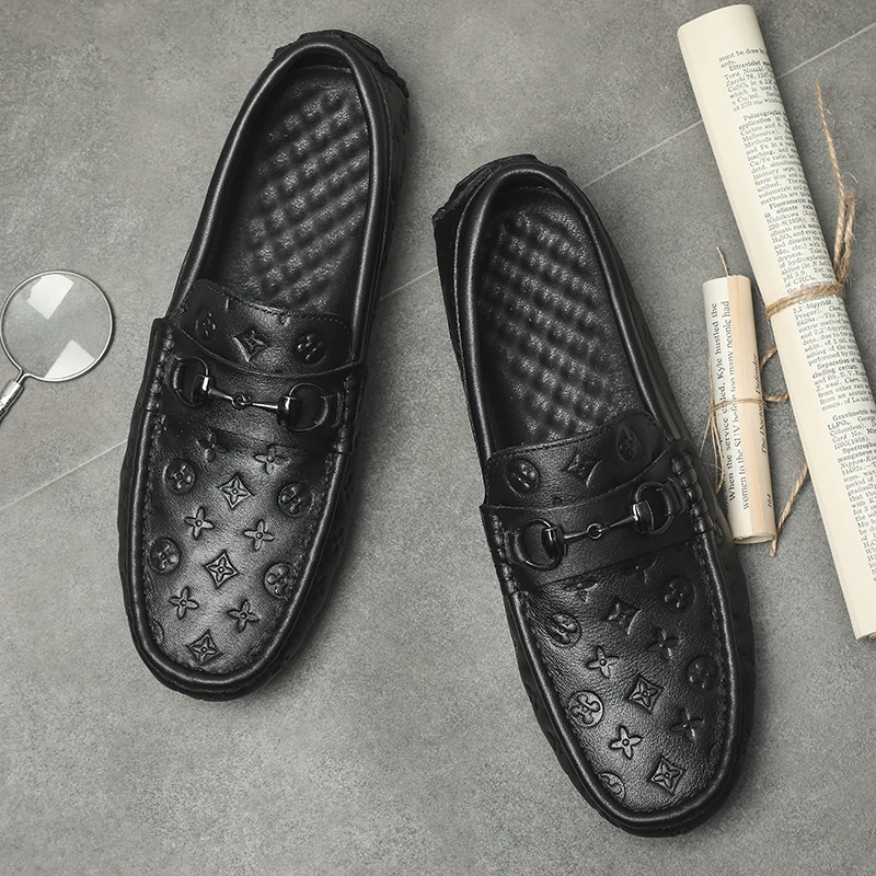 Fashion Men's Loafers Round Toe Caps Italian Handmade Shoes Trendy Office  Men's Formal Slip-on Boat Shoes Banquet Wedding Shoes