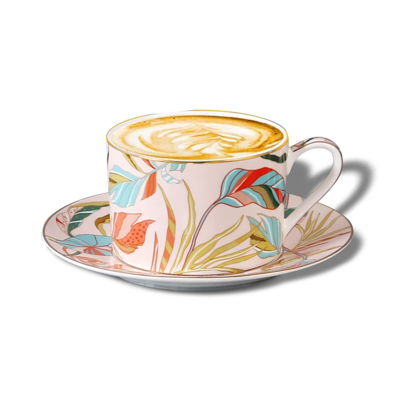 Coffee Cup Vintage Ceramic Saucer Bone china Tea Cup Set Bone China Home Decoration Ceramic Afternoon tea set wholesale plate