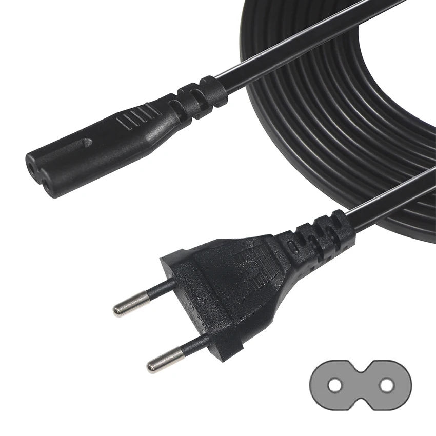 Socket Eu Figure 8 Plug Iec Kema Keur 2.5A 250V Kema-Keur Ac Cord Cable for Ps3 C7 to C8 Power Adapter