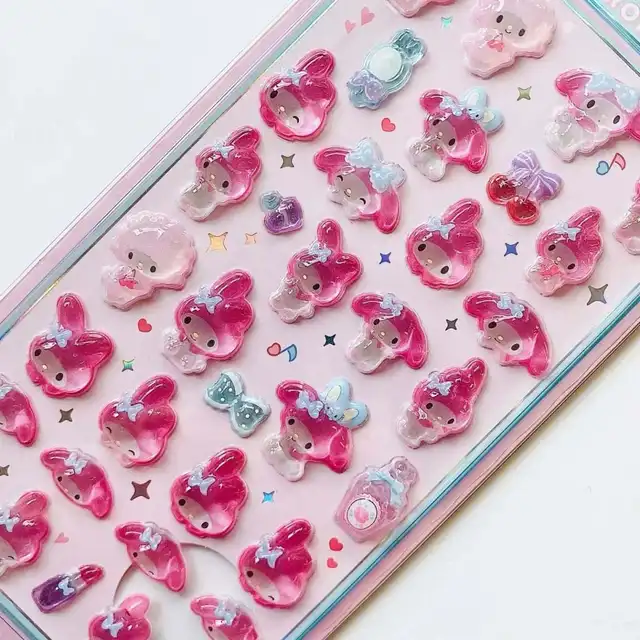 Cute KT Cat Decorative Stick-On Crystals Glue Relief Mobile Phone Network Red Holiday Gift Shiny Toy Stickers
