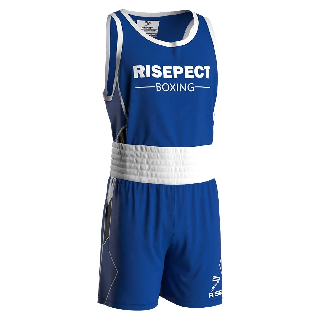 RISE Durable Boxing Uniform Sets Boxing Shorts and Boxing Singlets Combo Silk Smooth Fabric Made