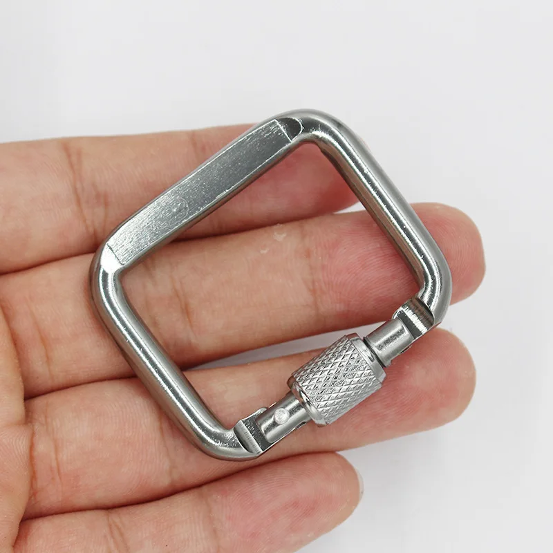 Custom keychain clip hook screw gate locking key holder spring snap aluminum square shaped carabiner