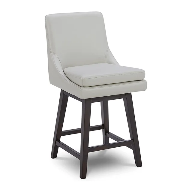 Modern & Graceful Home Bar Creamy Gray Fabric Upholstered   26" H Seat Height Counter Height Swivel Barstool