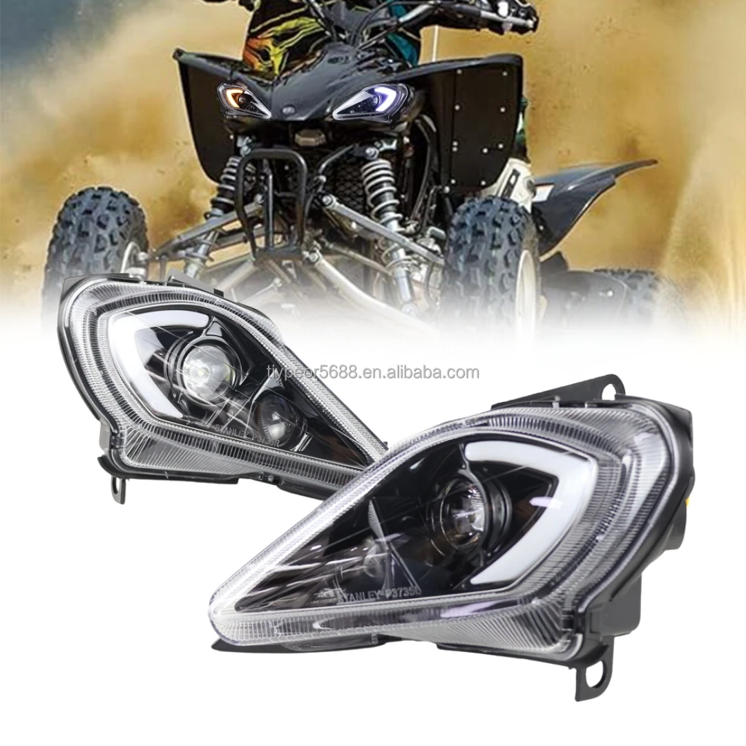 product tiypeor hot sales black led headlight front lamp assembly with hi low beam drl led projector headlights for yamaha yfz raptor-2
