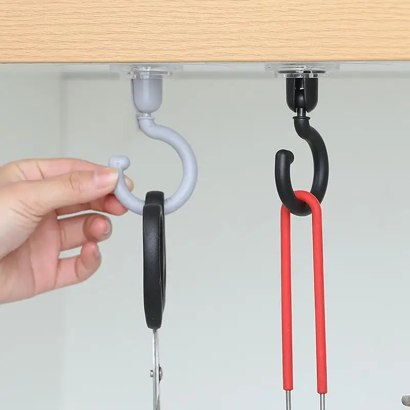 3 Rotating Hooks Rotatable Seamless Adhesive Strong Bearing Stick Hook  Kitchen Wall Hanger Bathroom Supplies Dropshipping