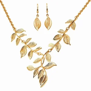 Fashion Gold Plated Stainless Steel  Necklace and Earrings Jewelry Set  Stainless Steel Sets Jewellery for Woman