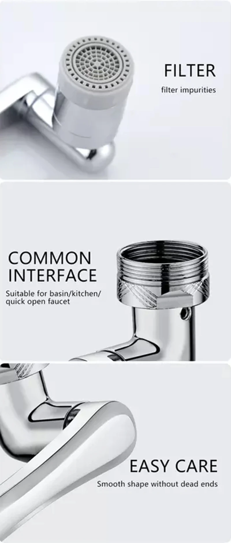 Faucet Splash Head Universal 1440 Degree Swivel Rotation Extender